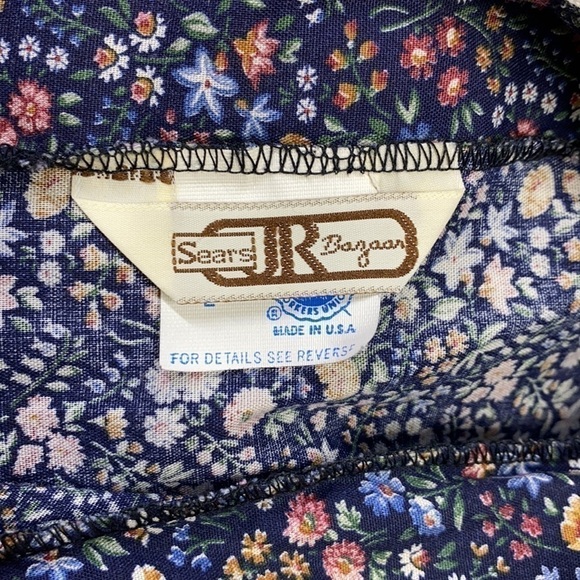 Vintage Sears JR Bazaar Prairie Floral Blue Lace Cottagecore Maxi Dress Large - Picture 6 of 10